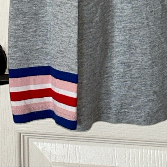 Boden Gray Tee w/ Striped Sleeve Detail✨ - Picture 2 of 5